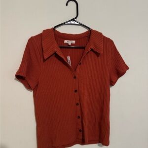 Madewell Rust Ribbed Button Down Shirt